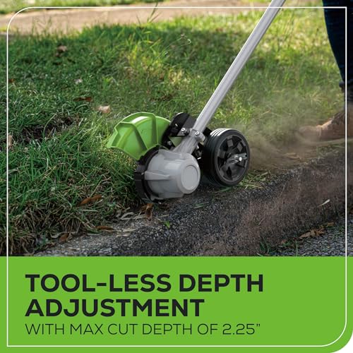 Greenworks 80V All-Terrain Brushless Edger, 8" Steel Blade, 2.25" Pro Depth & Tool-Free Adjust, 27cc Gas Power Equivalent, Battery and Charger Not Included
