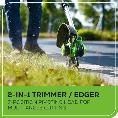 Greenworks 40V 16" Brushless Cordless (Push) Lawn Mower + Blower (350 CFM) + 13" String Trimmer (Bonus Spools), 4.0Ah + 2.0Ah Battery and Charger Included (75+ Compatible Tools)