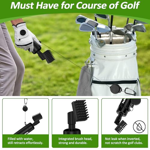 nabobt Golf Towel and Brush Set, Premium Golf Towel(16x16 inch) & Splash Golf Club Cleaner Brush Set, Retractable Clip Golf Cleaner Brush & Super Absorbent Microfiber Towel, Golf Accessories for Men