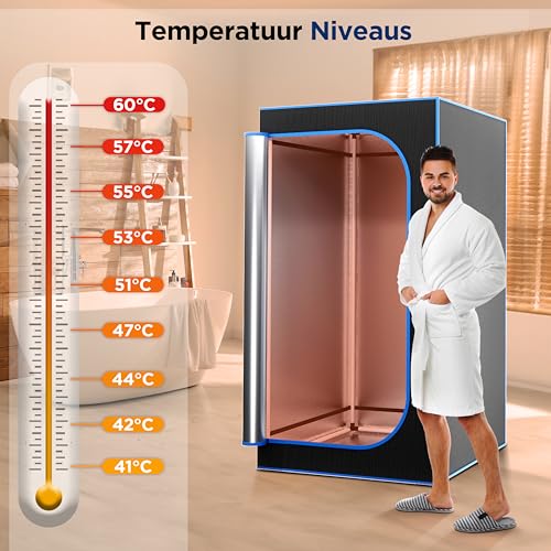 SereneLife Portable Sauna Box for Home, Infrared Sauna Tent with Heated Foot Pad and Folding Chair, Remote Control In-Home Spa, 35" x 71" - inch (Black)