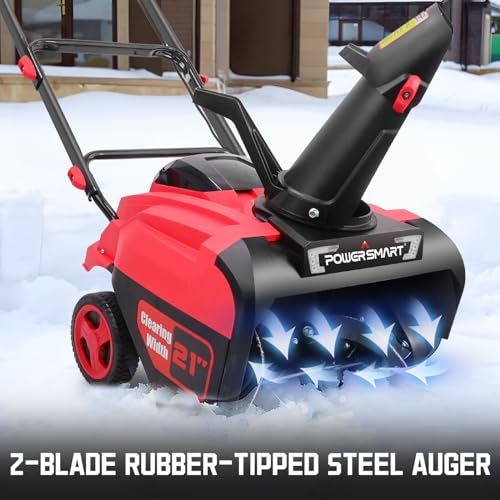 PowerSmart 80V 21-Inch Brushless Cordless Snow Blower, Electric Snow Blower 6.0Ah Battery and Charger Included