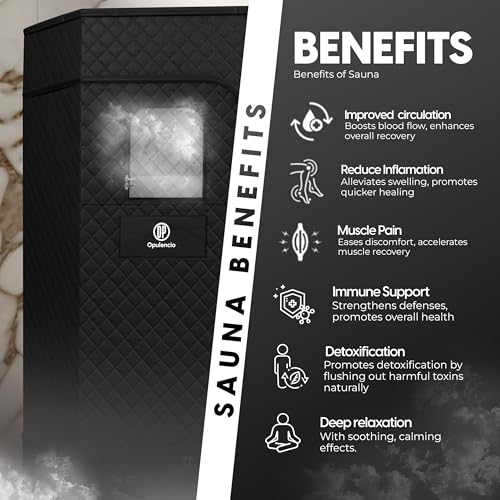 Opulencio Portable Sauna and Cold Plunge Combo - Spacious at Home Sauna Box with Ice Tub, Portable Steam Sauna Tent with 3L Steamer, Fast Heating with 9 Levels, Chair, Remote, 5.9' x 2.9' x 2.9'