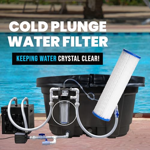 Cold Plunge Water Filter Cartridges, 50 Micron Sediment Filters for Ice Bath & Cold Plunge Tubs, Universal 10” x 2.5” Water Filter Replacements, Under Sink & Whole House Systems, 4-Pack