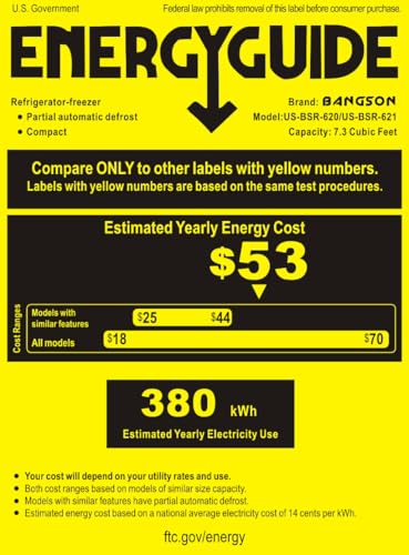 BANGSON 7.3 Cu.Ft Refrigerator with Water Dispenser, Apartment Refrigerator with Freezer, Adjustable Thermostat, Low Noise, Fridge for Office, Kitchen, and Home, Silver