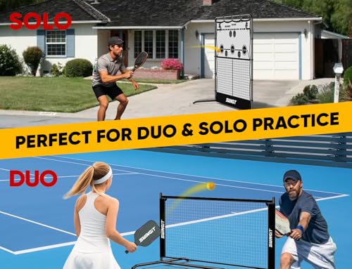 Portable Pickleball Rebounder Net, 3in1 Solo Training Net System for Dinks, Volleys & Drives, USAPA Approved Accuracy Trainer with Carry Bag, Outdoor & Indoor Use Prefer Backyard, Driveway, Garage