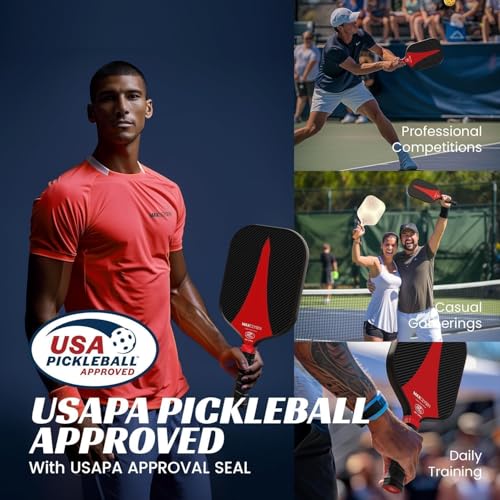 Maxceysen Pickleball Paddles T700 Carbon Fiber Surface Paddle USAPA Approved 16MM High Performance Lightweight Racket with Wide Face Long Grip for Men Women Beginner Starters Partners Couples