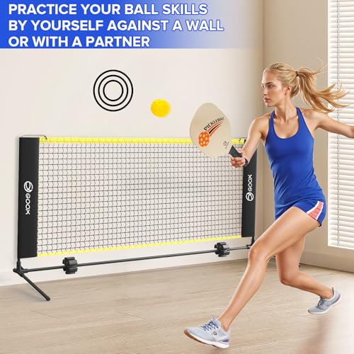 GOOX 6FT Small Mini Pickleball Net Set (with Paddles) - Quick Setup Indoor/Outdoor Portable Practice Net - Lightweight Dink Training Aid for Backyard, Driveway