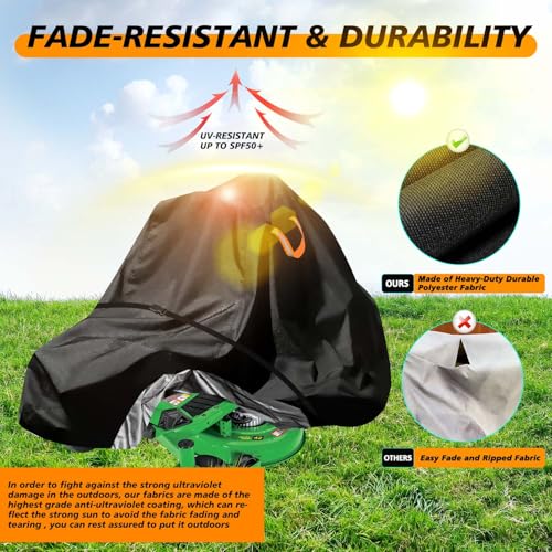 Zero-Turn Lawn Mower Covers,Waterproof Outdoor Riding Mower Cover,Fits up to 60" Decks Rider Lawnmower,Heavy Duty Anti-UV 600D Polyester Tractor Cover, Buckle Strap,79"Lx47"Wx55"H