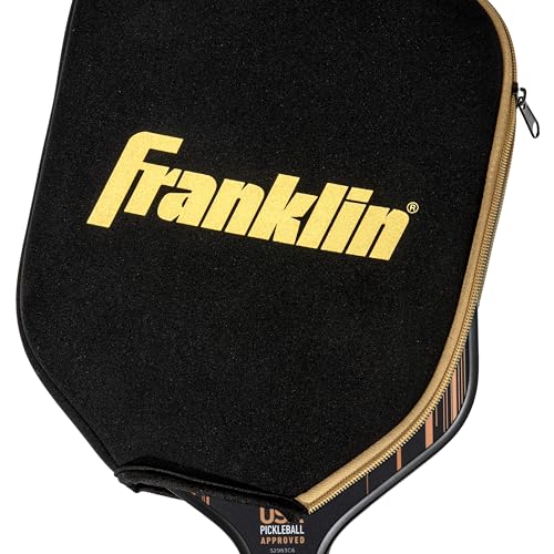 Franklin Sports Pickleball Paddle Cover - Black + Pink Case for Pickleball Paddles - Protective Racket Cover with Hook - Fits Standard Size Rackets -Black/Gold