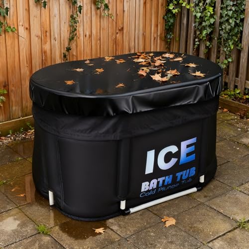 Oval Ice Bath Tub for Athletes with Cover, 130 Gal Capacity Portable Cold Plunge Tub for Recovery and Cold Water Therapy, Ice Baths for Home, Gym, Indoor, Outdoor Use
