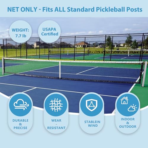 VANCL Professional Pickleball Replacement Net – 22' x 3' Heavy Duty Tournament-Grade Net for Indoor & Outdoor Courts – Fits Standard Posts, Official Regulation Size (Net Only, Black)