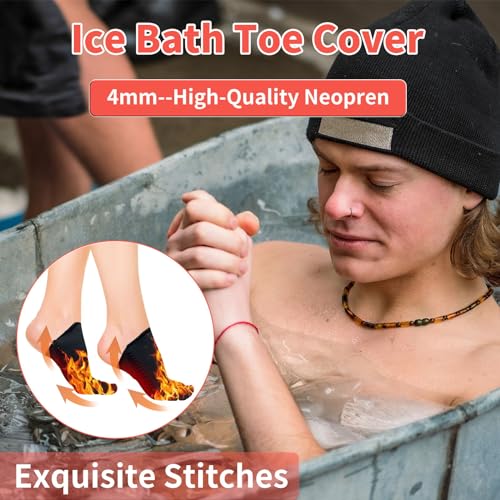 2 Pairs Ice Bath Toe Socks, Cold Plunge Toe Covers, Ice Bath Toe Booties Cold Plunge Toe Booties, Cold Plunge Tub Accessories, Reusable Neoprene Toe Warmers for Cold Plunge at Home L-Black