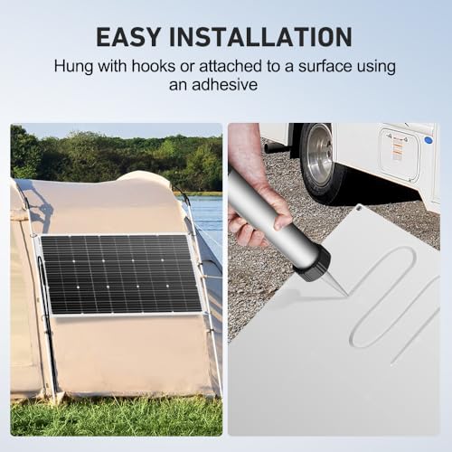 DOKIO 100W 18V Flexible Solar Panel Monocrystalline for 12V Battery Charging, Semi-Flexible ETFE Lightweight with MC4 for RV Marine Boat Camper Van Trailer Off-Grid Power
