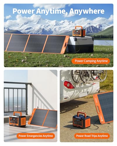 EBL 200W Portable Solar Panel for Power Station, Waterproof IP65 Foldable Solar Panel with MC-4 Anderson Output Connector for RV, Camping, Blackout