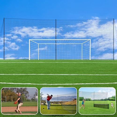 VANCL Socket Ball Stop Net with Posts - 1.75 Inch Barrier Net for Tenn ...
