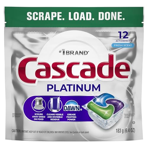 Cascade Platinum Dishwasher Pods, Dishwasher Detergent, Dish Detergent Soap, Fresh, 12 count