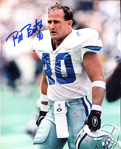Bill Bates (Dallas Cowboys 1983-97) Autographed/Original Signed 8x10 Color Photo - He Was on Three Super Bowl Championship Teams with the Cowboys -COA