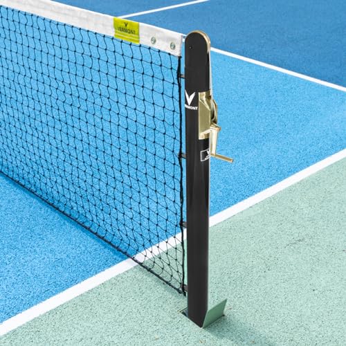 Vermont Pickleball Posts | Regulation Size, Weatherproof Steel Posts with Optional Ground Sockets - Posts Only (Standard Ground Sockets, Black, Round)