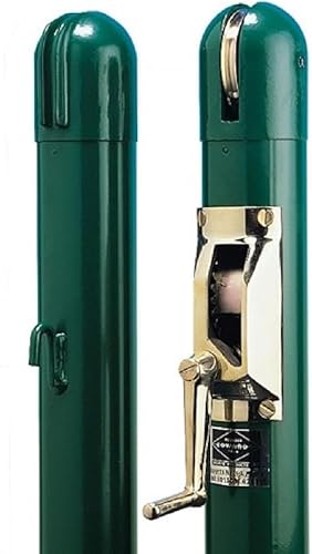 Edwards Pickleball & Junior Tennis Posts - Permanent Court Kit - 3" OD, Round, Internal Wind, Green - Optional Ground Sleeves
