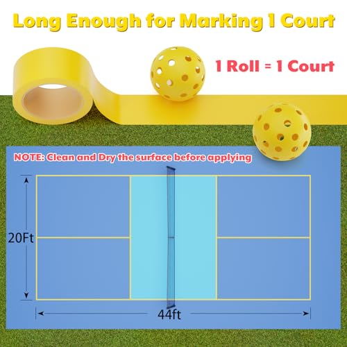 Pickleball Court Tape Outdoor Yellow Marking Line - 212 ft x 2 in Full ...