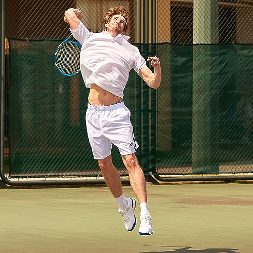 FitVille Men‘s Wide Pickleball Shoes All Court Tennis Shoes with Arch Support for Plantar Fasciitis (White, 10.5 Wide)