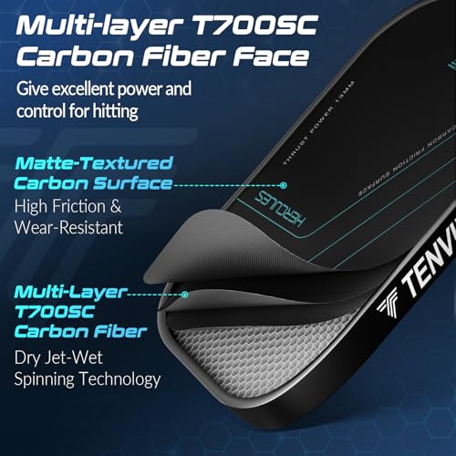 NHYHN TENVINA Pickleball Paddles, Multi-Layer T700SC Friction Carbon Fiber Pickleball Racket, 13MM Thicknesses, Strong Power and Spin Surface of USAPA Approved Pickleball Paddle