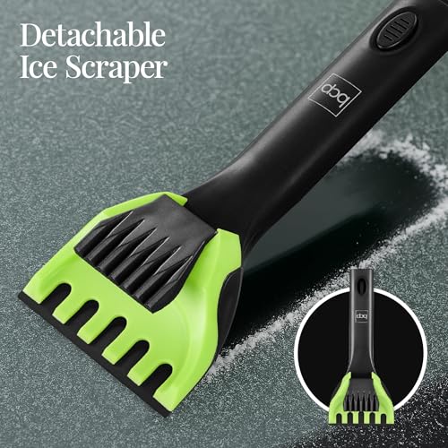 Best Choice Products 4 in 1 Snow Brush with Shovel, Squeegee & Ice Scraper, Up to 39" Extendable Foam Grip, 270° Pivoting Snow Brush for Car Truck SUV, Storage Bag Included - Lime