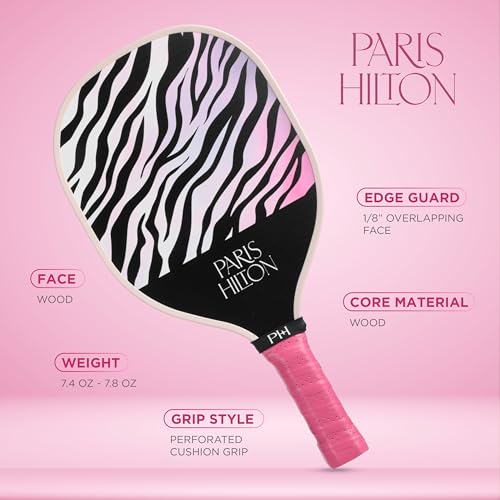 Paris Hilton - Exotics Collection Pickleball Set 7-Piece, Premium Wooden Paddles with Pickleballs and Carry Case, Durable Beginner Paddle Set for Indoor and Outdoor Play