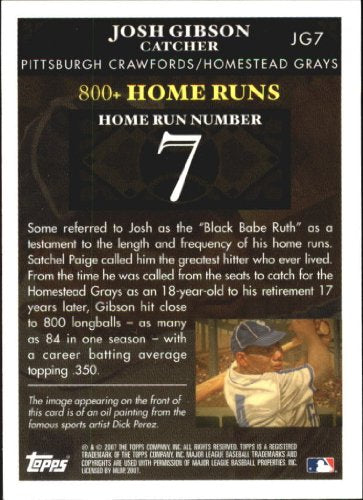 2007 Topps Gibson Home Run History Baseball Card #JG7 Josh Gibson