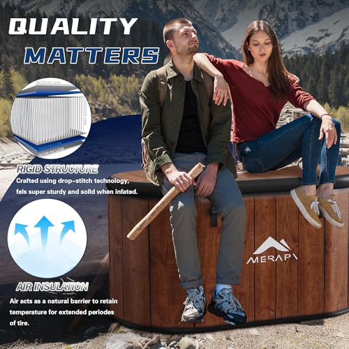 MERAPI XL 170 Gal Cold Plunge Tub with Cushion, Upgraded Ice Bath Tub for Athletes - Water Chiller Compatible - Inflatable Ice Bath at Home Recovery