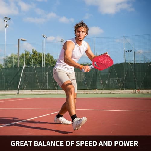 BKL BeikaLen USAPA Carbon Fiber Pickleball Paddle | T700 Carbon Friction Surface Pickleball Paddle | 20mm Honeycomb Core | The Pickle Ball Paddle Designed for Unmatched Control and Added Power RedN