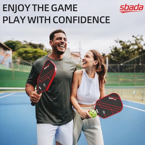 sbada T700 Carbon Fiber Pickleball Paddles Set of 2 with 16mm Honeycomb core, Red Premium Lightweight Pickle Ball Racket for Beginners, Men & Women
