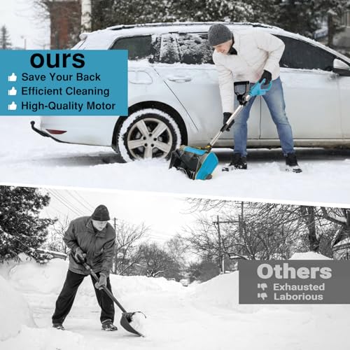 Cordless Snow Shovel Electric Snow Blower 20ft Throw Distance, Adjustable Snow Removal Direction, Electric Snow Shovel for Driveway,Steps, Patio, Sidewalk Snow Removal.