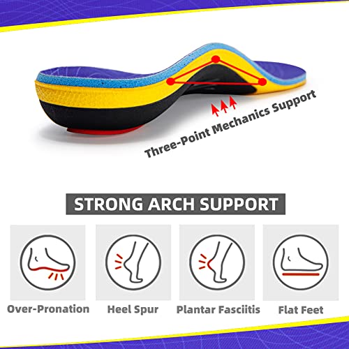 VALSOLE Heavy Duty Support Pain Relief Orthotics - 220+ lbs Plantar Fasciitis High Arch Support Insoles for Men Women, Flat Feet Insert, Work Boot Shoe Insole, Absorb Shock with Every Step