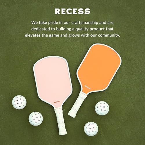 Recess Pickleball Starter Set, Premium Pickleball Paddles Set of 2 & Four (4) Pickle Balls - Strong & Durable Fiberglass, Lightweight, Honeycomb Core & Comfort Grip Handles - Perfect for Beginners