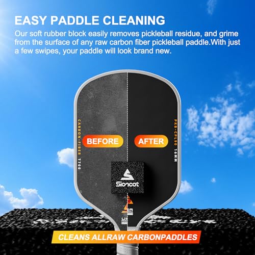 Sioncot Thermoformed Carbon Fiber Pickleball Paddle - Textured Grip, Larger Sweet Spots for Max Spin, Control & Power - 16mm Polypropylene Honeycomb Core for All Skill Levels, 8.0 oz