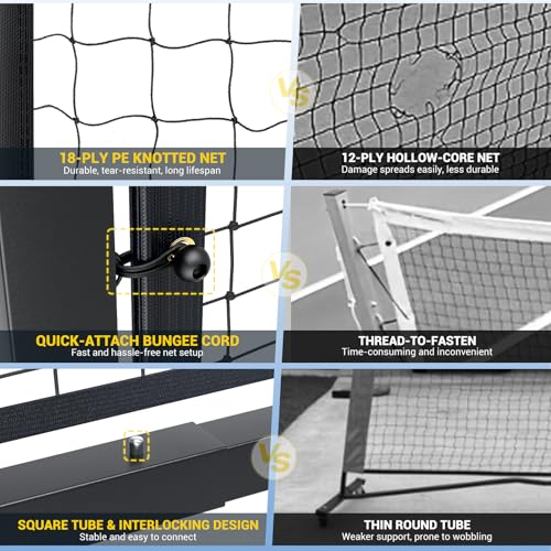 TYRSEN Pro Pickleball Net – Hand Winch Tension System, 22ft Tournament-Grade, Anti-Sag, Locking Wheels, Heavy-Duty Frame, Easy Setup, Portable & Carry Bag Included