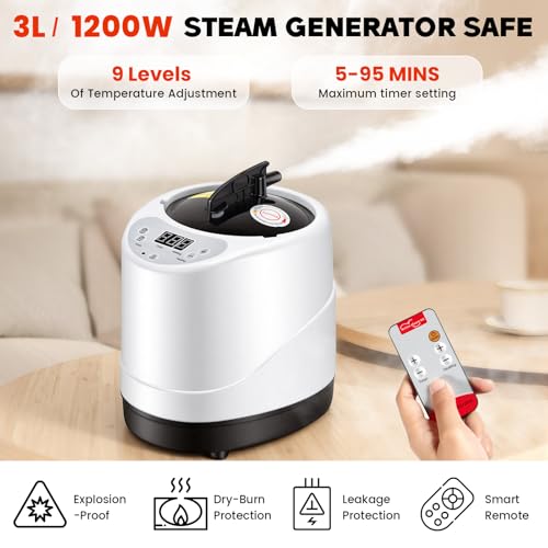 Viconor Infrared Sauna Box, Portable Steam Infrared Sauna Tent with Red Light Therapy for Home, Full Body Steam Indoor Sauna Box for Relaxation, 3L/1200W Steamer, 9 Levels Heat, Timer, Folding Chair