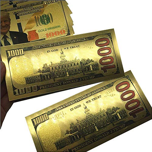 1000 Dollar 2025 USA President Bill Banknote, One Thousand 24k Gold Coated USA President Legacy Limited Edition Million Dollar Bill Great Gift for Currency Collectors and Republican (50)