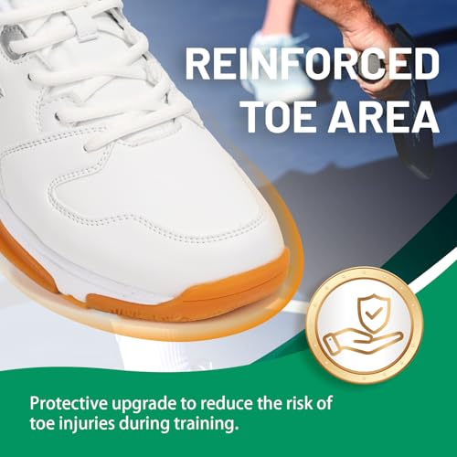 ZVC Pickleball Shoes Men Tennis Shoes Sneakers for All Court Racquetball Athletic Shoes for Badminton Squash Sport White