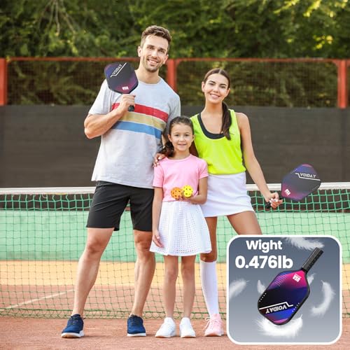 Pickleball Paddles Set of 2, USAPA Approved Fiberglass Pickle Ball Paddles with 4 Pickle Balls, Durable &Lightweight Racket for Beginners, Pros, Men, Women, Adults, Kids (Mix2)