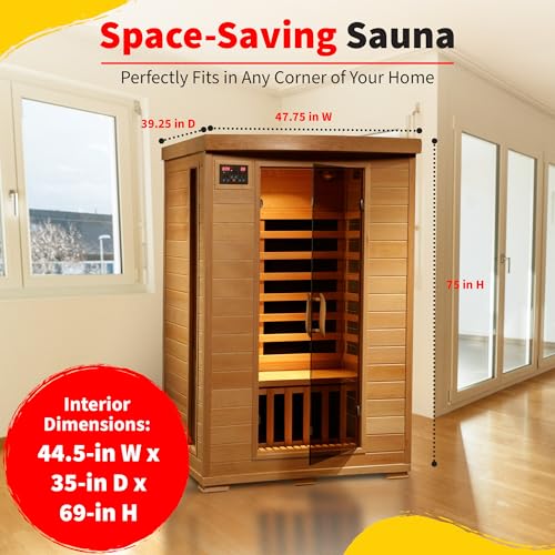 Blue Wave Coronado 2-Person Hemlock Deluxe Infrared Sauna with 6 Carbon Heaters