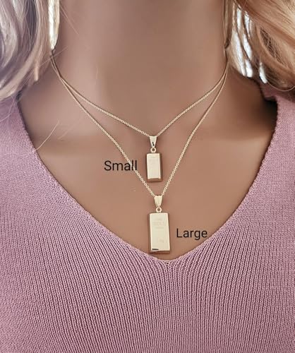 Gold Bar Pendant 14k Yellow Gold/Layering/Two Different Size/NOT Gold Filled NOT Gold Plated/Gift for Her - Him/Unisex (Large Bar Pendant)