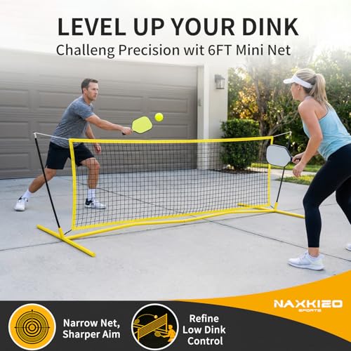 NaxKizo 2026 Upgraded Pickleball Practice Rebounder Net, 6FT Pickleball Training Equipment with Metal Frame, Pickle Ball Rebounder for Outdoor Indoor, Pickle Ball Trainer for Dink Volley Training