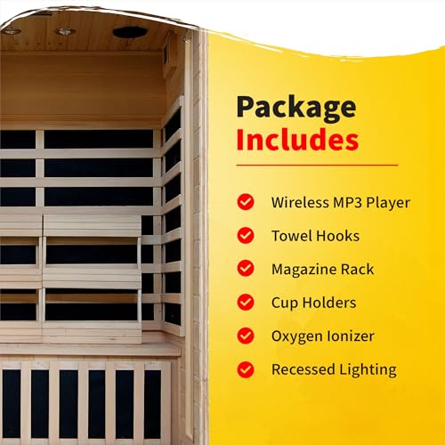 Blue Wave Coronado 2-Person Hemlock Deluxe Infrared Sauna with 6 Carbon Heaters