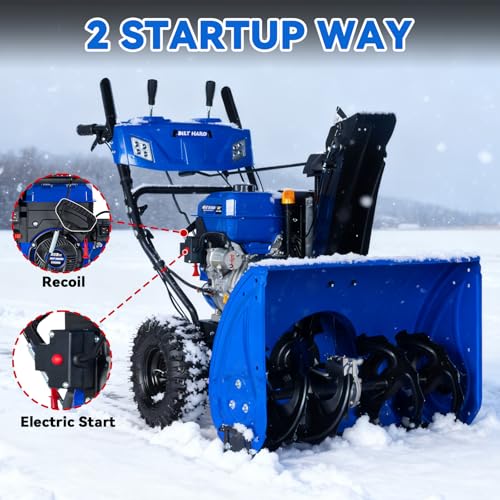 BILT HARD 28 Inch Gas Powered Snow Blower with Electric Start, 2-Stage Self-Propelled Snow Blower with 302cc Engine, Steering Control and LED Light, Self Propelled Snow Removal Equipment