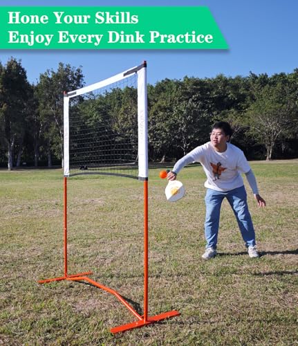 Zdgao Small Pickleball Net Set- 10FT Mini Pickleball Net, 4FT Adjustable Height Dink Training Rebounder Net with Outdoor Pickleballs, Paddles Set of 2 and Carry Bag for Driveway, Backyard