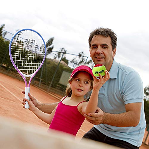 PIKASEN 17" Kids Tennis Racket Best Starter Kit for Kids Age 4 and Under with Shoulder Strap Bag and Mini Tennis Racket Toddler Tennis Raquet (Pink)