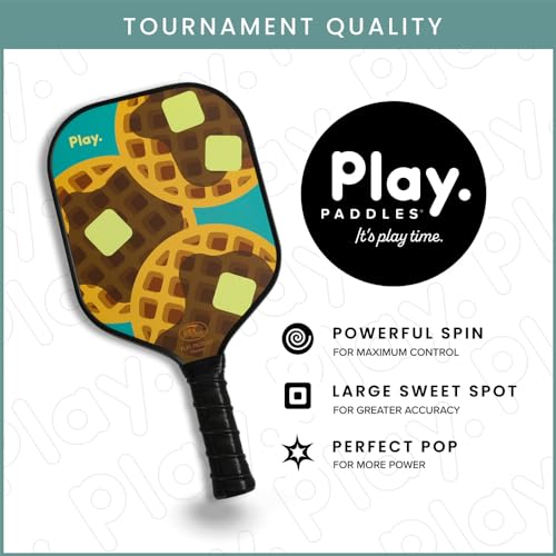 Play Paddles Pickleball Paddle – USAPA Approved Carbon Fiber Pickleball Racket, Polymer Honeycomb Core, Graphite Face, Lightweight with Cushioned Grip, Cute Design