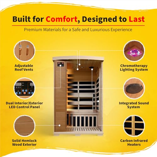 Blue Wave Coronado 2-Person Hemlock Deluxe Infrared Sauna with 6 Carbon Heaters